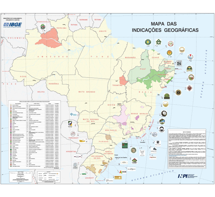 Mapa das indicações geográficas do Brasil