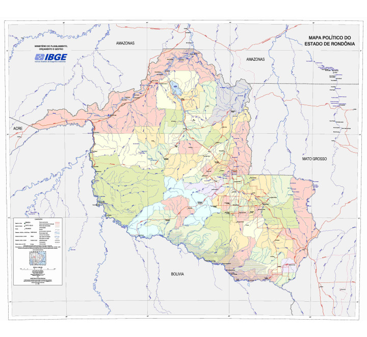 Mapas Estaduais da Amazônia Legal - Mapa Político do Estado de Rondônia