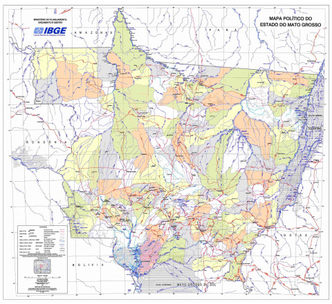 Mapas Estaduais da Amazônia Legal - Mapa Político do Estado do Mato Grosso